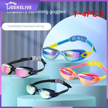 1 ~ 4ШТ Професионални цветни детски силиконови очила за плуване, фарове за мъгла, UV очила за плуване, непромокаеми силиконови очила за плуване