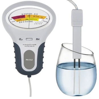 1 бр. ABS 2 в 1 Измерване на PH на хлор тестер за хлор CL2 за измерване в басейна и аквариум.