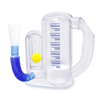 1 БР Дихателен тренажор за белите дробове, прозрачна пластмаса За възрастни, измерване на обема на 5000 мл с индикатор за разхода на
