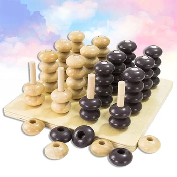 1 комплект 3D дървен шах, четири в ред, Шах от дървени мъниста, дигитални образователни игри за деца и възрастни