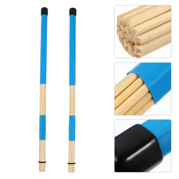 1 чифт бамбукови пръчки, здрава стойка за барабани, тъпан четки, ударни пръчки, различни цветове, Бамбук барабанная пръчка, барабанная четка, различни цветове