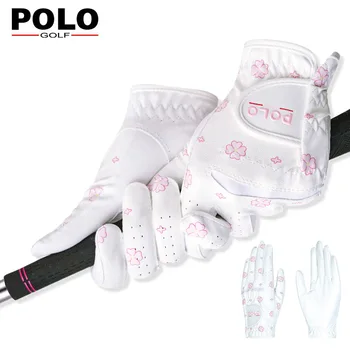 1 чифт женски варежек за голф от изкуствена кожа в Корейски стил, дамски ръкавици за тренировка на ръцете със защита от слънцето и защита от ултравиолетови лъчи за голф
