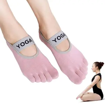 1 чифт женски къси чорапи с каишка пет пръста, нескользящие дишащи чорапи за фитнес, йога, пилатес, чорапи с чорапи