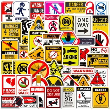 10/50 бр. Предупредителни етикети, които забраняват използването на стикери за домашно скейтборд, хладилник, китара, лаптоп, пътнически багаж, играчка за мотоциклет, стикер