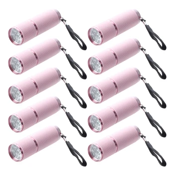 10-кратно открит мини фенерче с розов гумено покритие за 9 led