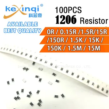 100 бр./лот SMD 1206 Резистор 0.25 W 1/4 W съпротивление 0R Ти 0.15 R 1.5 R 15R 150R 1.5 K 15K 150K 1.5 M 15M