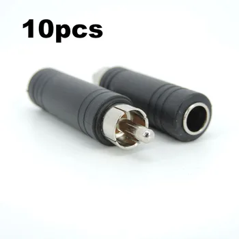 10шт Plug RCA конектор 6,35 мм от 6,5 мм до 3,5 мм 3 Щифта Стерео Жак-Изход Адаптер 6,35 3,5 Аудио M/F Конектор Черен