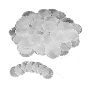 120 броя кръгли естествени мидени черупки Capiz Sea Shells 2-инчов фермите за мивки за производство с 2 дупки в диска от морски черупки
