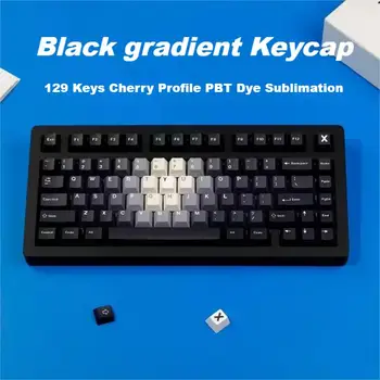 129 Клавиши GMK Black Gradient Theme Keycaps PBT Cherry Profile Сублимация на Коса Механична Клавиатура Keycaps за MX Switch GK61 GK64