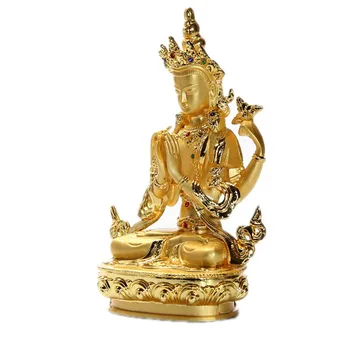 14 см, Златна Сплав, Медицина / Фармацевт, Тибетски Будист, Статуя на Буда, Фигурки за украса на дома