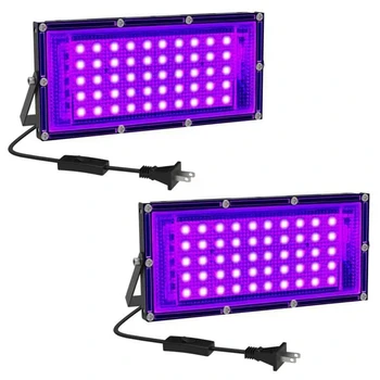 2 led лампи черен цвят LED Blacklight за парти Glow, Хелоуин, луминесцентно плакат, бои за тялото US Plug