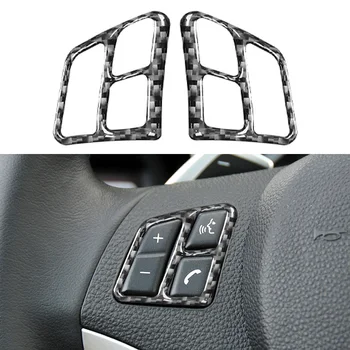 2 елемента Автомобилен Стайлинг от настоящето въглеродни влакна Auto Бутон на Волана Капак Завърши Етикети за BMW Серия 3 E90 2005-2012
