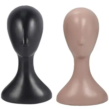 2 елемента Женска глава с висока пластмасова глава, Перука, Женски Модел на Главата - Натурален и черно