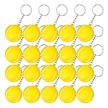 20 опаковки брелков с тенис топка жълт цвят за партита, подаръци пълнители за чанти за партита, спортни сувенири в центъра на вниманието