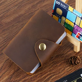 20 Слота за Бита Bag-държач за карти е Прост обикновен джобен калъф За жени, Мъже Притежателя на кредитната ID-карта, Органайзер Кожен Портфейл-визитница