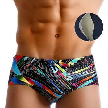 2020 Нов мъжки бански с геометрични принтом, повдигащ, Меки мъжки шорти за плуване, Секси летни мъжки бански за плаж, сърф, 14 стилове