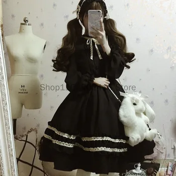 2023 Harajuku Japanese Kawaii Sweet Lolita Dresses Хелоуин Реколта Retro Party Femme Robe Хубава рокля за cosplay с лък