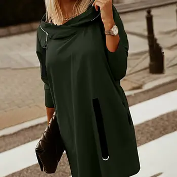2023 Есенни дамски блузи Оверсайз Черна Дълга hoody с качулка Дамски зимата на Топло Модни Дамски спортни дрехи