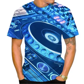 2023 Лятна Мъжка Тениска С Превръщането маса, DJ Музика и Аудио LED Club Keyboard 3D Принтом, Тениска Унисекс За Момчета И Момичета, Тениски С кръгло деколте и Къс ръкав