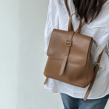 2023 нов пътен раница от изкуствена мека кожа в корейски стил ins ретро ежедневни дамски чанта през рамо пу женствена чанта през рамо черна раница