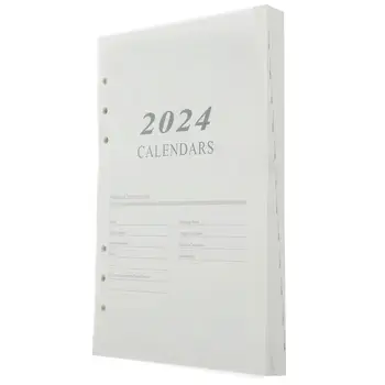 2024 Английски език в дневния ред на Страницата на книгата-проектант формат А5 Бележник е Празен Календар Деликатен година Хартия за бележник Седмичник Ежемесячник Офис 2023/24
