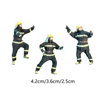 3 Мъжки фигури от смола Фигурка за ролеви игри, Малка фигурка души-пожарникари с стимулация за украса на работния плот на сцената със собствените си ръце