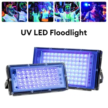395nm LED UV-Прожектор Ултравиолетова Луминесцентна Сценична Лампа С Ефект от Наводнения за Хелоуин Коледен Танц DJ Диско Парти Бар