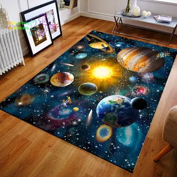 3D Космически мат Вселената, Печатни подложки с изображение на Галактика, и планетата, Подложки небето за детска спалня, кухненски постелки за пода