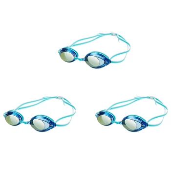 3X професионални плувни очила за деца и възрастни, очила за плуване в състезателни игри, фарове за очила, очила за плуване Lake Blue