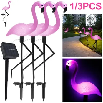 3ШТ Слънчева светлина Flamingo IP55 Водоустойчив Led Pink фенер Flamingo Stake Light Ландшафтна Наземна лампа за декор градина на пистата