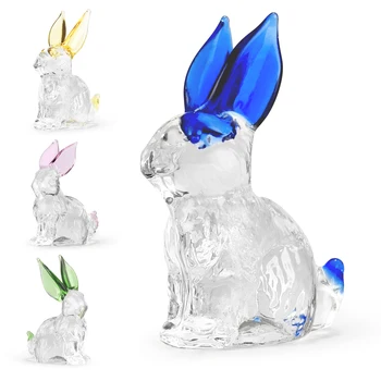 4 бр./компл. Малка стъклена статуетка на заек, скъпа кристална заек, са подбрани статуетка на животното, украси за маса, украса за дома