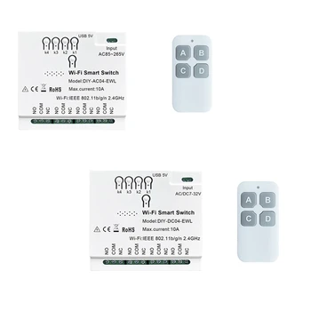 4-Канален Ewelink Wifi Smart Switch + Дистанционно управление 7-32 В USB 5 2,4 G Wifi Модул за Автоматизация на Дома За IFTT Алекса Google Home Лесна Инсталация
