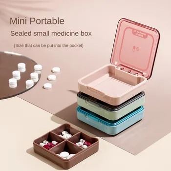 4-те mesh кутия за лекарства, калъф за съхранение, пътен калъф за хапчета, контейнер за витамини, пластмасова кутия, органайзер за капсули, водоустойчив