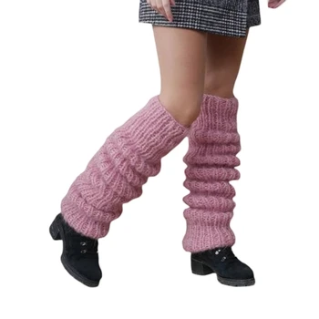 449B Дамски Зимни Плътни Възли на една Кука Топли Гети За Крака, Дълги Чорапи, Обикновена Минерални Напускные Кожени Белезници За Обувки, Чорапи