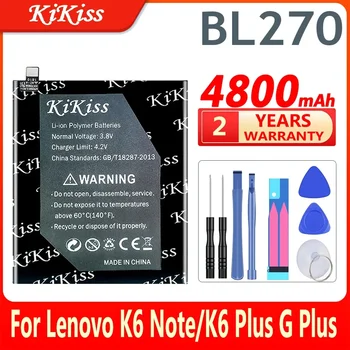 4800 mah KiKiss BL270 Батерия с голям Капацитет За Lenovo K6 Note K53a48 Vibe K6 Plus G Plus G5 Plus Акумулаторни Батерии + Подарък Инструменти