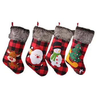 4ШТ Коледни Чорапи, Коледни Чорапи, за парти Украса на Камината Украса Големи Коледни Чорапи Подарък под формата на Снежинки