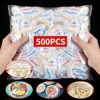 50/100/200/300/500 бр еднократна употреба калъф от хранително-вкусовата храна филм с еластична гърло за съхранение на зеленчуци и плодове