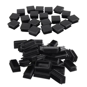 50 Броя черни пластмасови квадратни заглушек за края на капаци, тръбни вложки 20pcs 25Мм x 25Мм и 30шт 25x50 мм