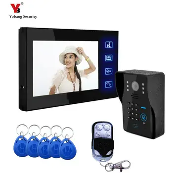 7-инчов видео домофон система, Интерком, звънец с RFID HD IR Външна водоустойчива камера, Система за видеодомофон с индуктивно карта