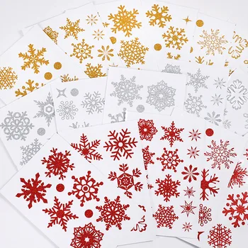 9 листа Электростатической стикери за стена с ефект на блясък във формата на Снежинки Коледен Декор на Детска стая Стъкло на Прозореца Украса у дома на Нова Година