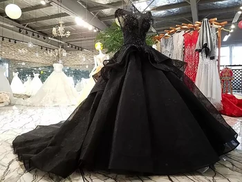 ANGELSBRIDEP Готическата Шапка С дълъг ръкав Черна бална рокля Сватбена рокля Vestido Novias Винтажное сватбена рокля