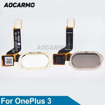 Aocarmo Бял / сив бутон за връщане у дома, скенер на пръстови отпечатъци, гъвкав кабел за Oneplus 3 A3000 1 + 3