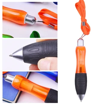 B36C Химикалка писалка 5шт, прибиращи кръгли дръжки с къс кликером и каишка, дебели дръжки червен син Черен Зелен оранжев цвят