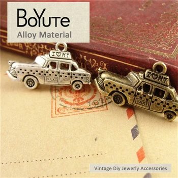 BoYuTe (50 бр./Лот) Материали от сплав С 18*32 мм, Античен Бронз, със сребърно покритие Автомобилни Висулки за Бижута