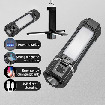 F2 Магнит COB Къмпинг Къмпинг Фенерче Външен Авариен Работен Светлина Вградена Батерия Кука Факел Преносим Фенер Led Фенерче