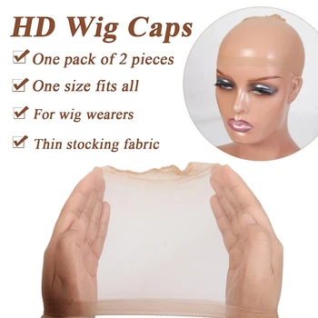 HD-шапка за перука с дантела отпред, прозрачна шапка за перука, за производство на перуки, шапки за отглеждане, за жени, разтеглив найлонови шапки за перуки, невидими