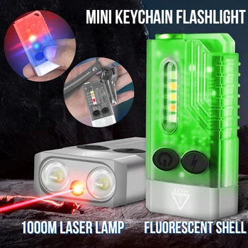 Heinast Мини led фенерче-ключодържател-USB-C, звуков и светлинен сигнал, предупреждение за сигурност за защита от магнитни засмукване, работна лампа