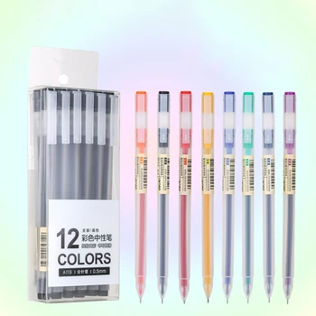 Kawaii 12шт, Дъгова гел писалка 0,5 мм, Многоцветен химикалка химикалка, Флуоресцентен маркер за офис на училищните принадлежности, химикалки за писане