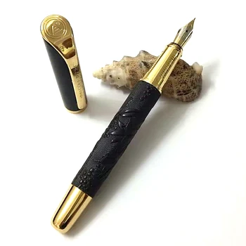 Lanbitou класическо черно и златно метално каллиграфическая писалка с извито перо LF002