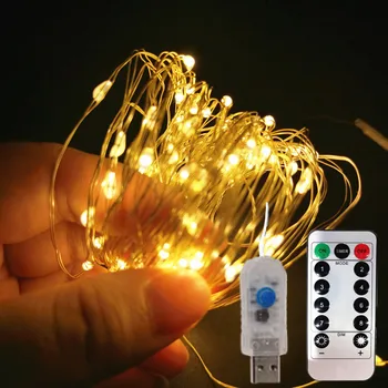 Led Светлина Фея Light Дистанционно Управление Party 8 USB Mode Празничен Меден Проводник Light String Градински Декор на Сватбени Коледна Украса